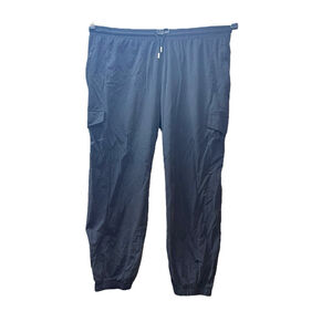 Womens Plus Size 4X Black Cargo Jogger Pants Drawstring Waist Elastic Cuff Y2K